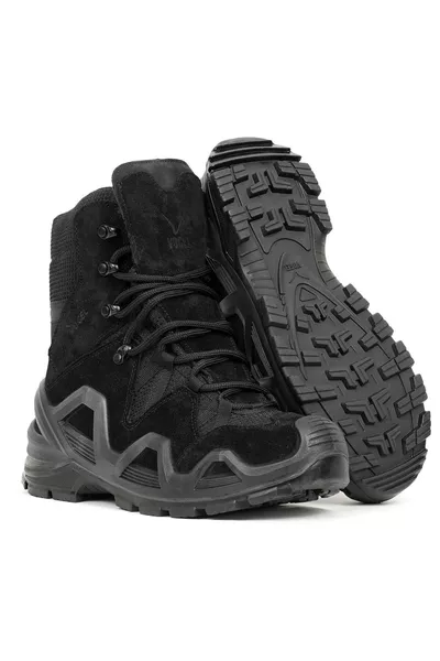 Ботуши Guard X от черна велурена кожа без цип, водоустойчиви