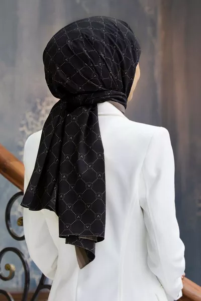 Sciarpa da donna di seta di lusso di Medina Nero - Colore pietra -1