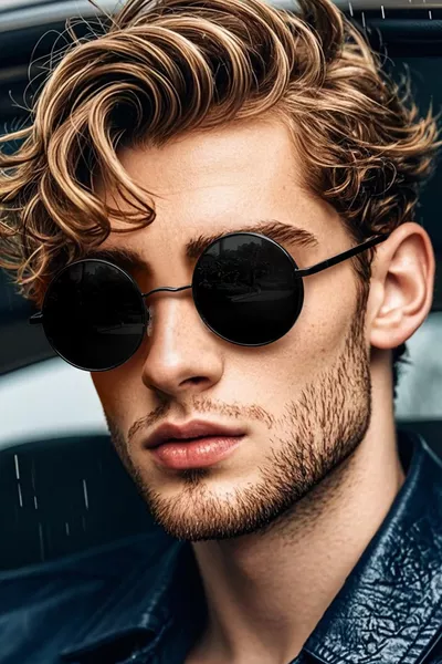 Zeda Round Model Metal Frame Black Men's Sunglasses