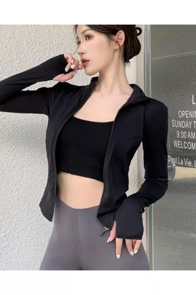 بلوزة روفر الأساسية نحيفة بقفل سحاب