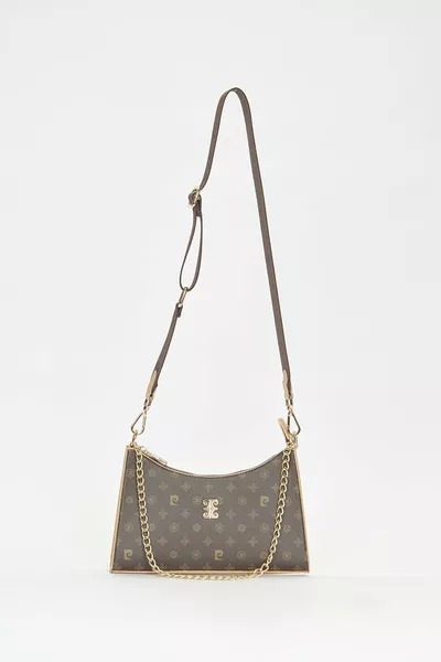 حقيبة كتف نسائية من المونوغرام باللون البني 