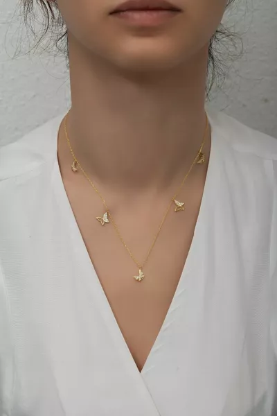  Sterling Silver Gold Butterfly Luck Necklace