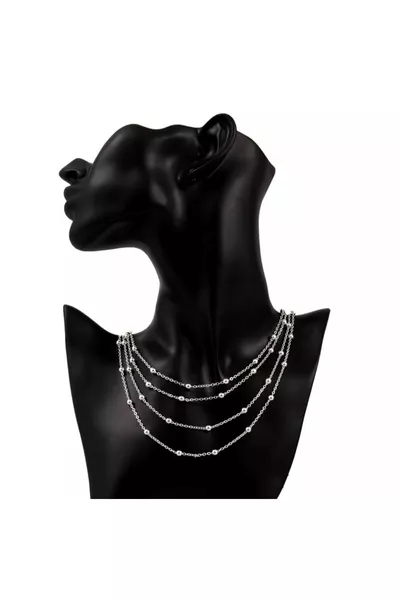 قلادة متعددة الطبقات للنساء من الفضة