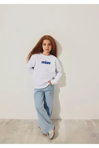 Sweat-shirt enfant blanc imprimé Miav 