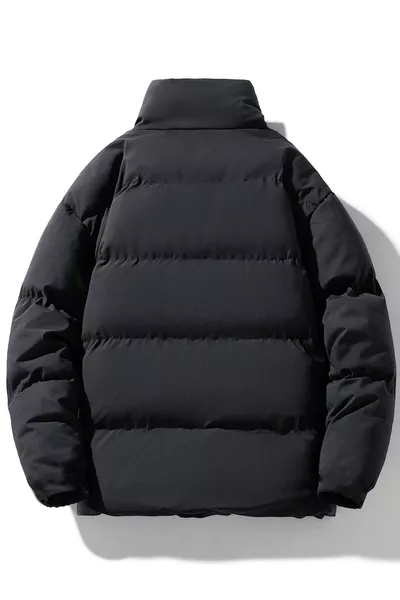 Мужской черный стеганый пуховик с подкладкой, узкий крой, водо- и ветронепроницаемый, с воротником-стойкой