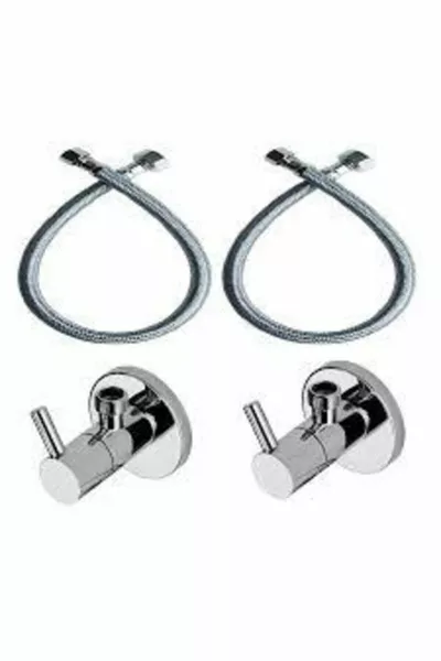 2 robinets d'hygiène avec ouverture et fermeture et 2 tuyaux flexibles de  cm