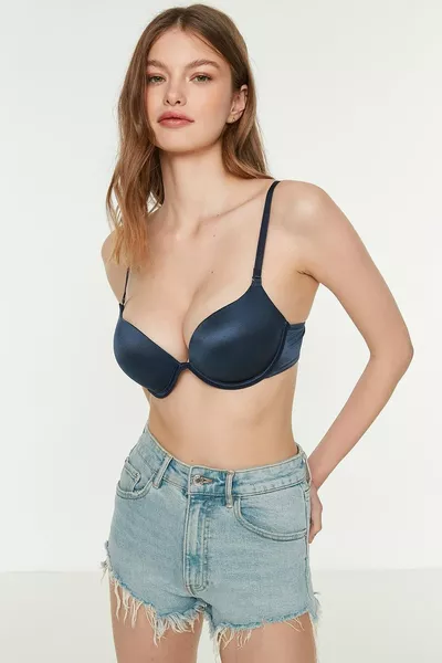 Дамски сутиен с двойна подплънка Push-up, тъмносин 