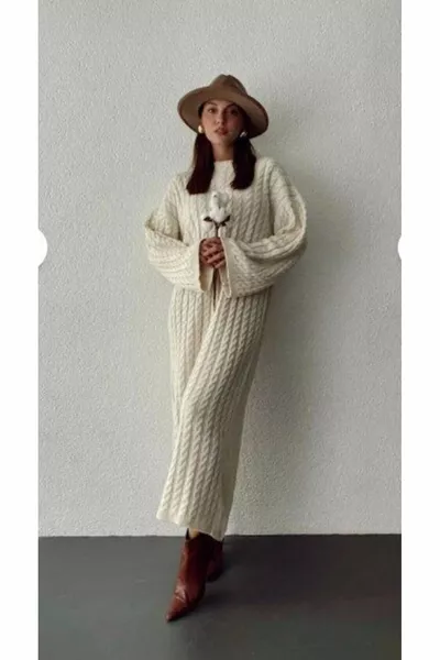 Damen Strick Geflochtenes Langkleid