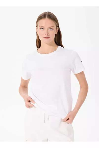 T-shirt basique blanc à col rond pour femme TENGIZ