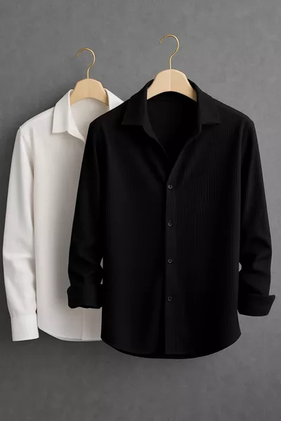 Men's Winter Ribbed Ottoman Textured 2-Pack Oversized Shirt