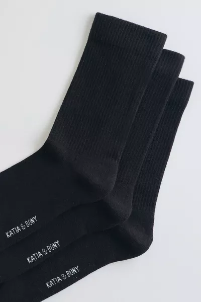 3-Pack Cotton Sports Socks Black/Black/Black