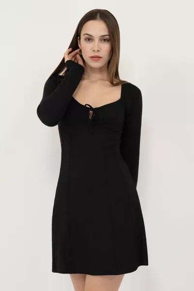 المرأة الأسود مشد تصميم الرباط محبوك فستان صغير