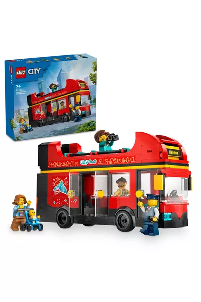 ® Autobus Turistico Rosso a Due Piani + Set Creativo di Giocattoli per Bambini (P)
