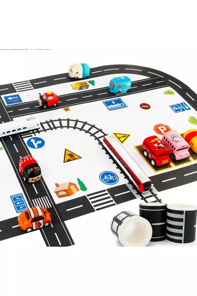 شريط طريق تعليمي وترفيهي للأطفال - شريط مرور للأطفال - شريط لعبة الطريق