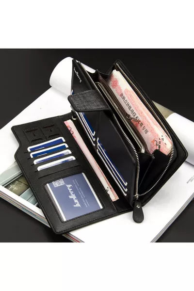 Кожаный итальянский длинный кошелек Cavalli с молнией для карт