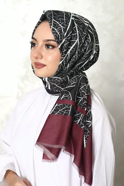 Marble Pattern Burgundy Cotton Scarf