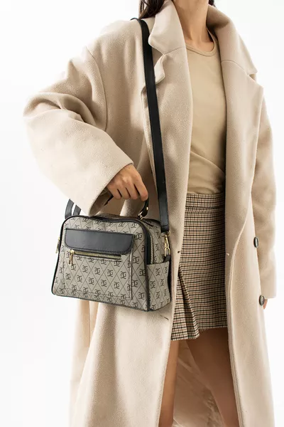 Gray Three-Eyed Woman Shoulder and Crossbody Bag, Size 