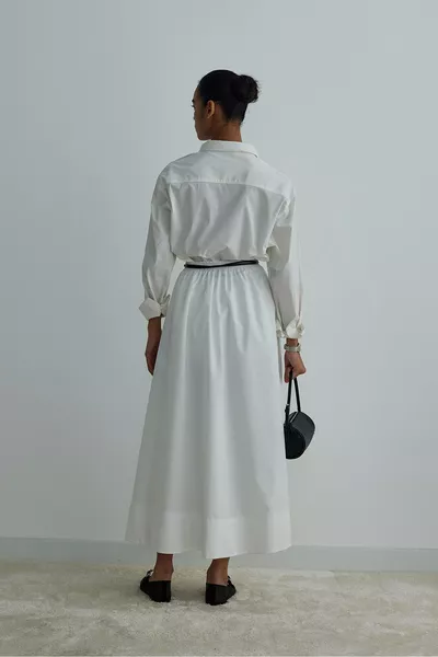 تنورة إكرو داي بوبلين واسعة