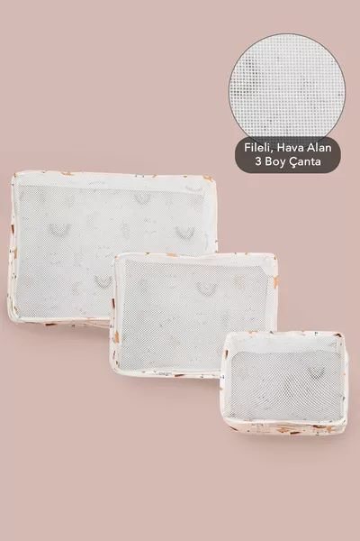 Комплект от 3 мрежести органайзера за дамска и бебешка чанта - Органайзер за куфар за изписване на новородено от болница