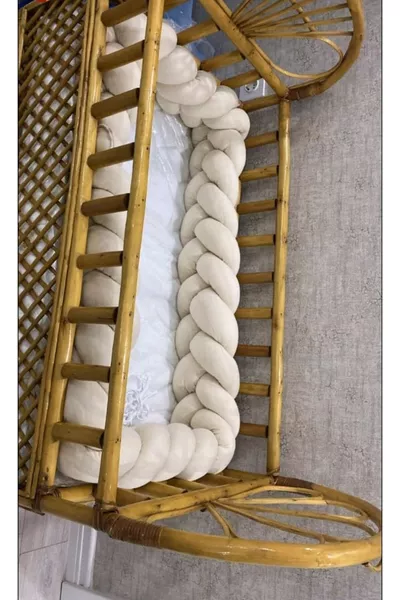 Protège-lit beige tricoté 3 cm pour berceau (compatible avec lits X Y)