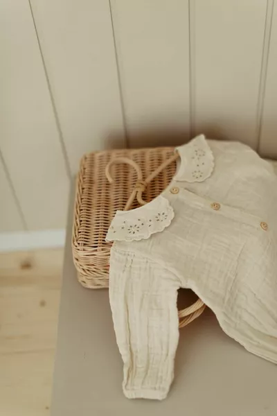 Pico Collar Organic Muslin Baby Romper (WITH SOCKS GIFT)