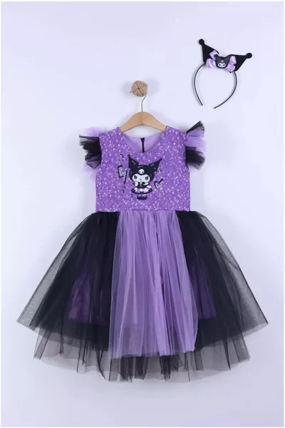 فستان بناتي مع حقيبة وتاج بطبعة كورومي، للأعمار من 3 إلى  سنوات