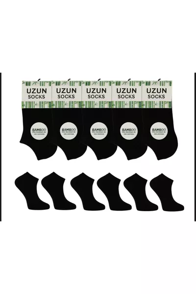 Мужские черные носки-следки из бамбука без швов / 6 штук