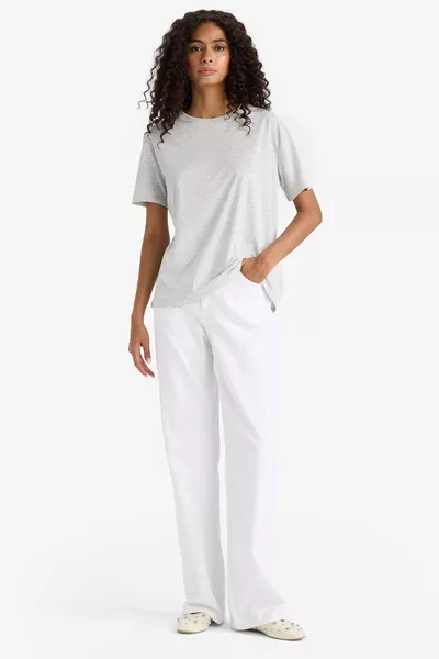 Regular Fit Crew Neck Basic Plain Cotton Short Sleeve T-Shirt SP