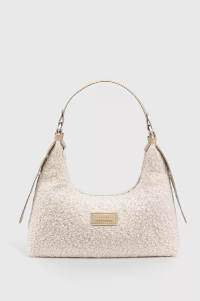 حقيبة باجيت نسائية من القماش بالفرو الصناعي 