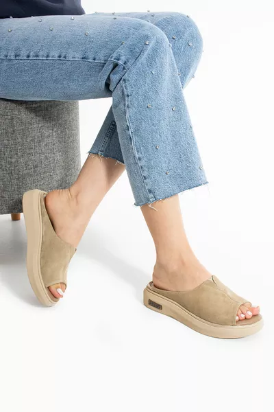 Aya Sandales et Tongs Quotidiennes Confortables en Cuir Véritable Femme, Détail en Caoutchouc, Semelle Légère et Flexible