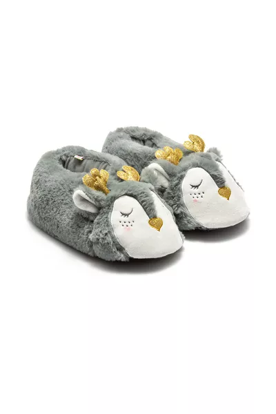 Sili Kadın Hayvanlı Panduf Gri /