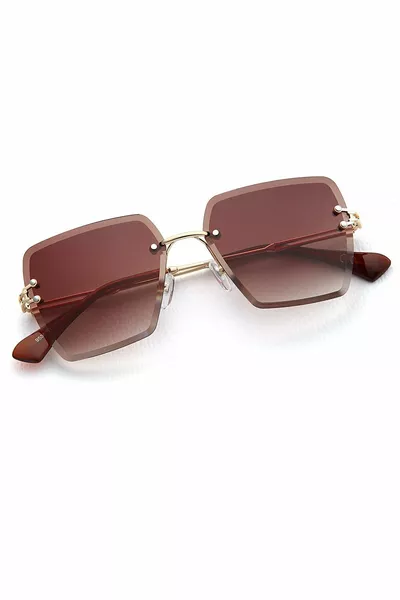 Brown Women's Sunglasses with Cut Glass -- Width