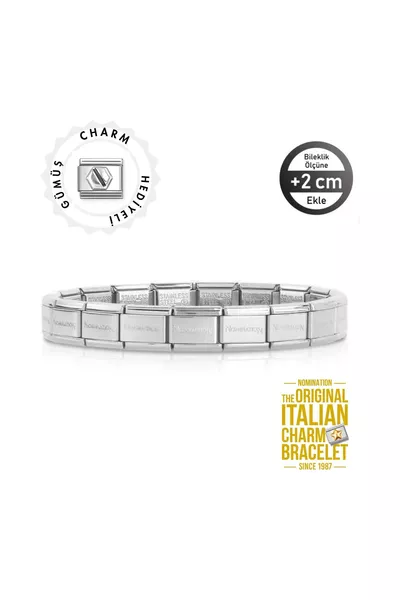 Italian Bracelet  Sterling Silver Screw Charm with Gift Steel Bracelet Silver