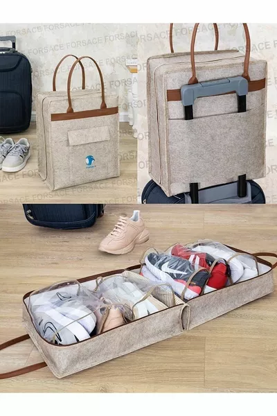 Sac de voyage avec poignées en cuir pour chaussures pratiques
