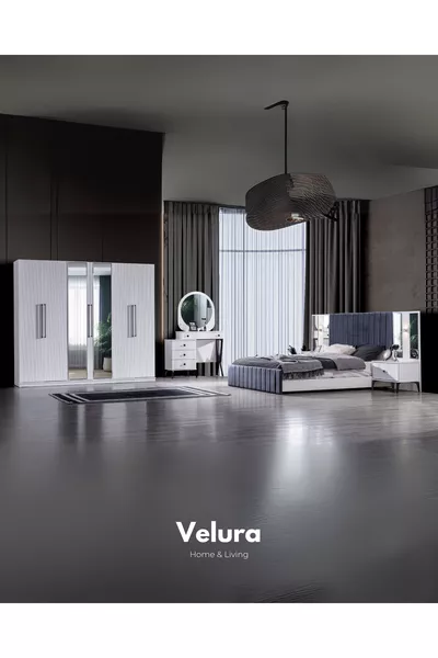 Stil (Beyaz) Yatak Odası Takımı (Dolap + Şifonyer + Komodin + Karyola)