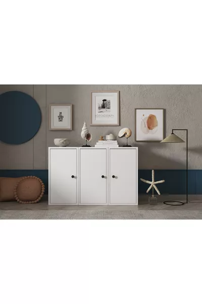 دولاب حديث بتصميم مودرن أبيض إيفا بثلاث أبواب