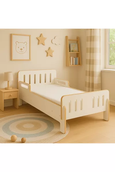 Babybett - Kinderbett - Kindermatratze - Baby-Matratze - Bettgestell - Matratze - MDF - Weiß