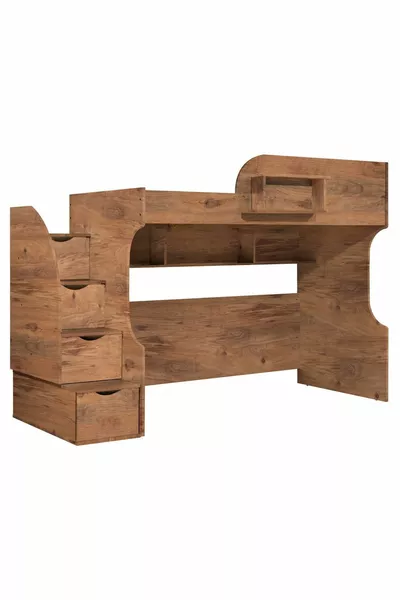 Lits superposés, Lit Aura Ranza, Bureau, Noyer foncé Aura