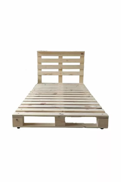 Single Pallet Bed Wooden Model with Colored Headboard