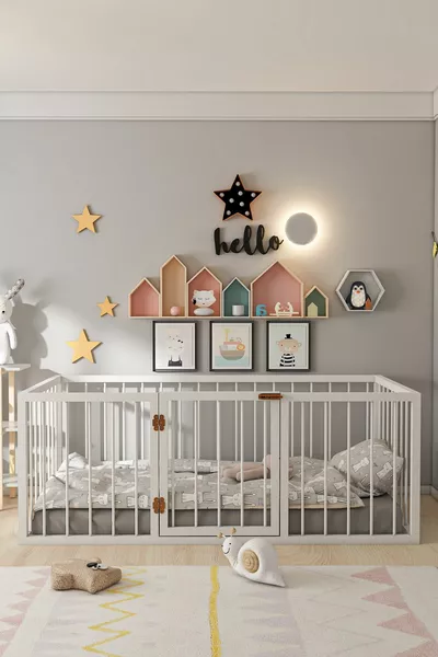 فرويدو خشبي أطفال سرير مونتيسوري مع باب