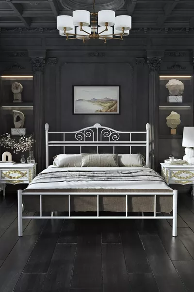 Lit double en métal King Ferforje Blanc