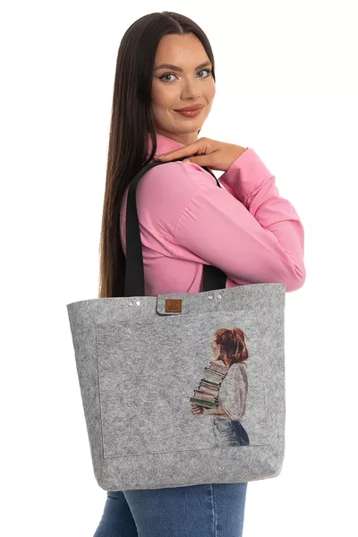 حقيبة كتف كبيرة - حقيبة من اللباد المطبوع - كتبي -  سم