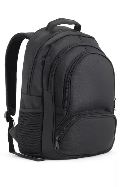  Sac à Dos Scolaire & Ordinateur en Tissu Noir Épais Imperméable - Multi-compartiments, Mixte