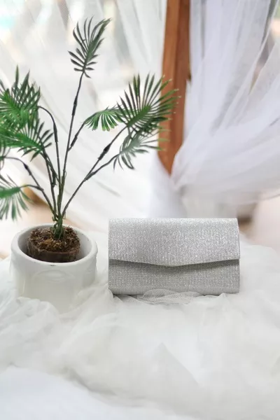 Women's Glitter Silver Mini Box Shoulder Bag