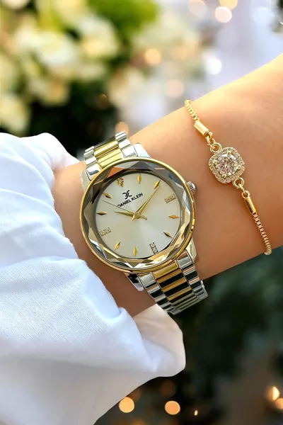 Çelik Gelin Nişan Kına Saati Kadın Kol Saati Altın Rengi Paslanmaz Jübile Kordon Bileklik Hediyeli