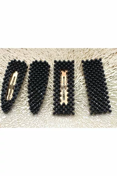 مجموعة مشابك شعر نسائية سوداء من 4 قطع