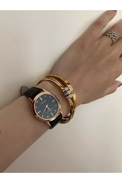 Vintage stijl horloge met leren band