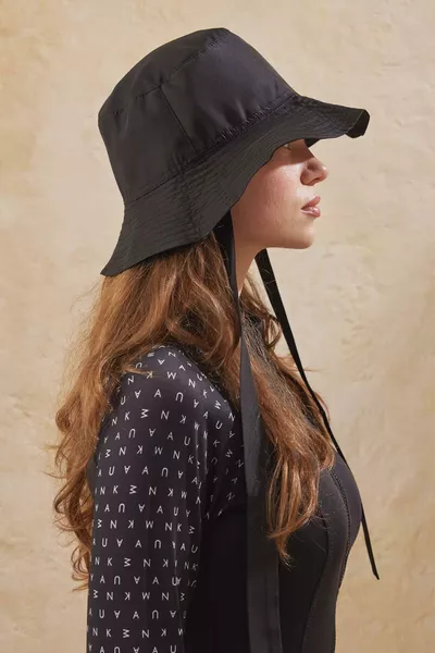 Black Bucket Hat with Strap