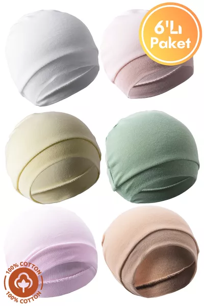 Unisex Baby Cotton Organic Newborn 6-Piece Colorful Baby Hat Set