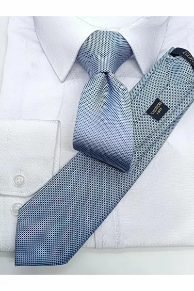 Cravate Slim Bleu Glace à Motif Sable